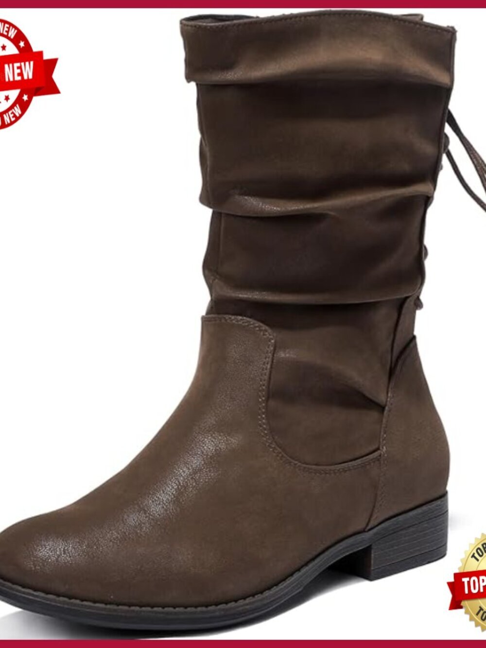 Wide Width Ankle Boots Low Heel Side Zipper Slouchy Mid Calf Booties